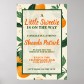 Schattige Oranje thema Baby shower Poster (Voorkant)