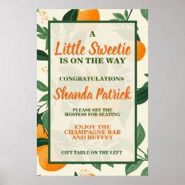Schattige Oranje thema Baby shower Poster