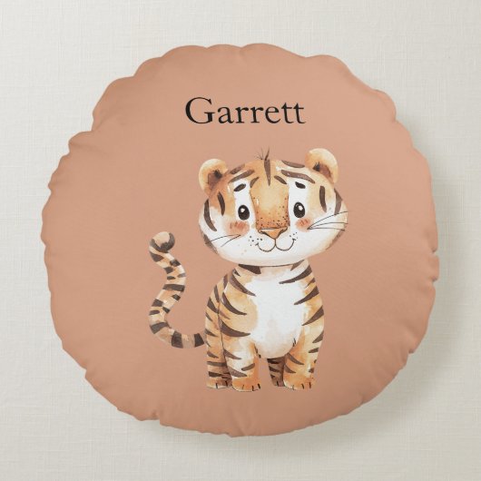 Schattige Oranje Tijger Rond Kussen (Voorkant)