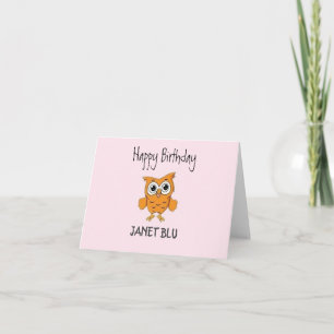 Schattige oranje uil gefeliciteerd verjaardag op r kaart