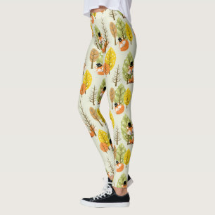 Schattige Oranje Vos Herfst Bomen Bos Hipster Leggings