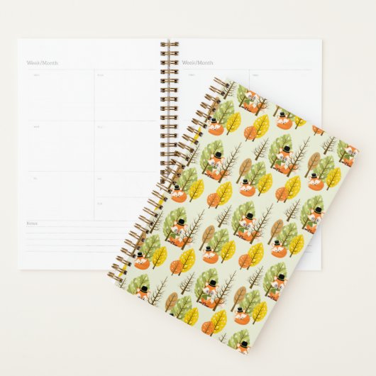 Schattige Oranje Vos Herfst Bomen Bos Hipster Planner (Display)