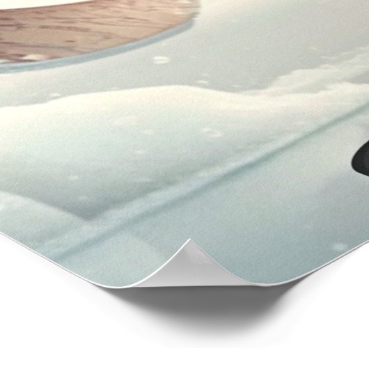 Schattige oranje vos speelt ijshockey Kunst Nurser Poster (Hoek)