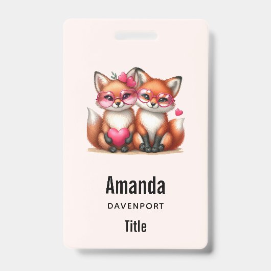 Schattige Oranje Vossen Verliefd Badge (Voorzijde)