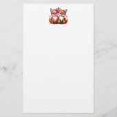Schattige Oranje Vossen Verliefd Briefpapier (Voorkant)