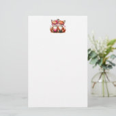 Schattige Oranje Vossen Verliefd Briefpapier (Staand voorkant)