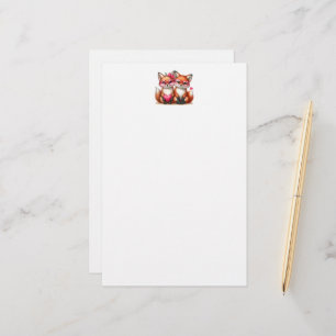Schattige Oranje Vossen Verliefd Briefpapier