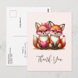 Schattige Oranje Vossen Verliefd Dank Je Briefkaart