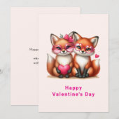 Schattige Oranje Vossen Verliefd met Valentijn Feestdagenkaart (Voorkant / Achterkant)
