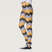 Schattige Oranje Wit Paarse Chevron Patroon Eenvou Leggings (Links)