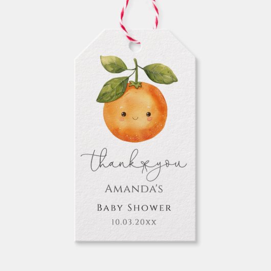 Schattige Oranje Zomer Baby shower Cadeaulabel (Voorkant)