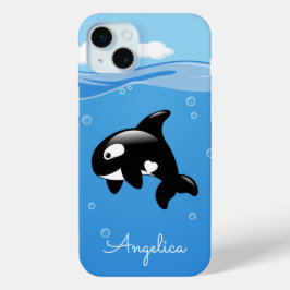Schattige Orka Walvis in Oceaan met Aangepaste Naa iPhone 15 Mini Hoesje