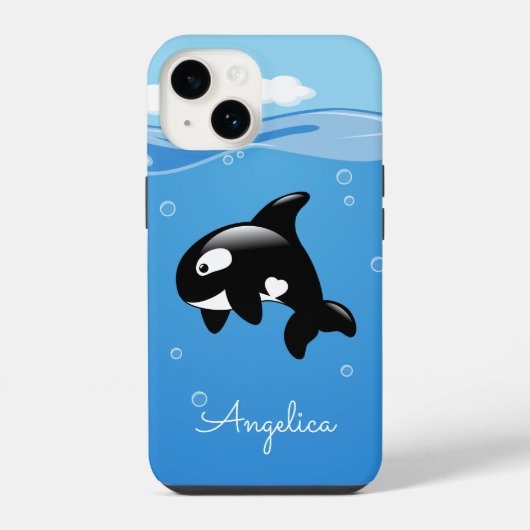 Schattige Orka Walvis in Oceaan met Aangepaste Naa iPhone Hoesje (Achterkant)