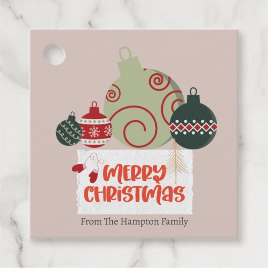 Schattige ornament Familie of bedrijf Flat Holiday Bedankjes Labels (Voorkant)
