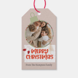 Schattige ornament Familie of bedrijf Flat Holiday Cadeaulabel