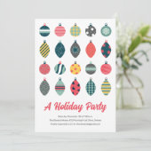 Schattige Ornament Kerstfeest Kaart (Staand voorkant)