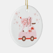 Schattige ornament met een auto, kerstboom en cade (Rechts)