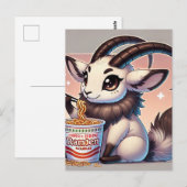 Schattige Oryx Eten Noodles Briefkaart (Voorkant / Achterkant)
