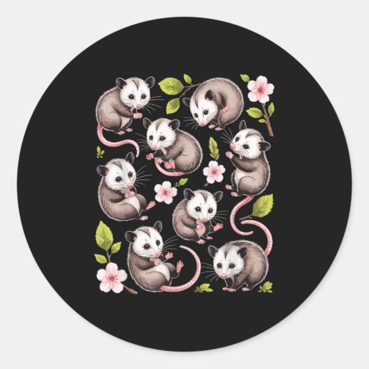 Schattige Ossum ziet bloemen bloemenpatroon Dieren Ronde Sticker (Voorkant)