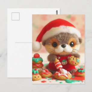 Schattige otter bakken kerstkoekjes briefkaart