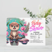 Schattige Otter Boho Baby shower Kaart (Staand voorkant)
