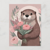 Schattige Otter Boho Flowers Briefkaart (Voorkant)