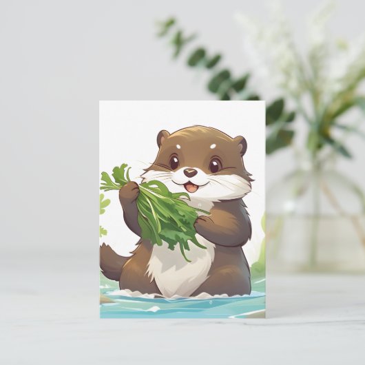 Schattige otter briefkaart (Staand voorkant)