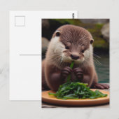 Schattige otter die een zeewiersalade eet briefkaart (Voorkant / Achterkant)