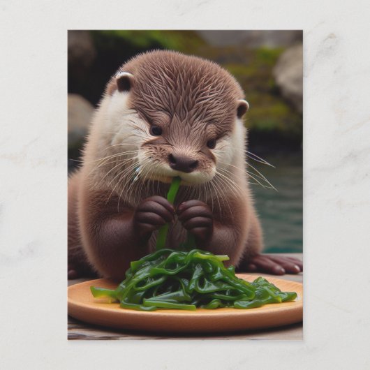 Schattige otter die een zeewiersalade eet briefkaart (Voorkant)