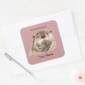 Schattige Otter Dier Dit boek behoort Boekplaat Vierkante Sticker (Envelop)