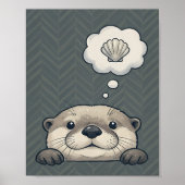 Schattige Otter Droomt van Schelp Nursery Kunst Po Poster (Voorkant)