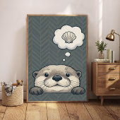 Schattige Otter Droomt van Schelp Nursery Kunst Po Poster