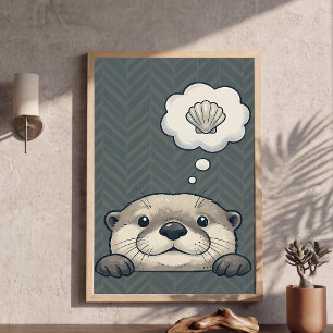 Schattige Otter Droomt van Schelp Nursery Kunst Po Poster