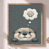 Schattige Otter Droomt van Schelp Nursery Kunst Po Poster