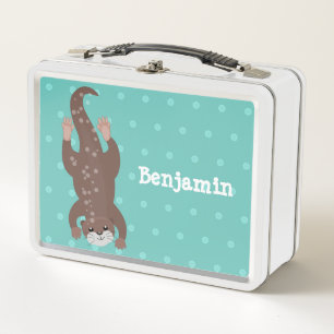 Schattige otter duikt op een turquoise cartooneske