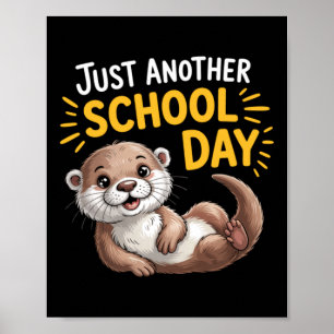 Schattige Otter Een Anderen Schooldag Cartoon Ontw Poster