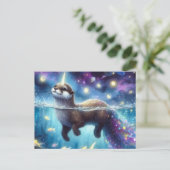 Schattige otter eenhoorn Waterverf Briefkaart (Staand voorkant)