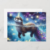 Schattige otter eenhoorn Waterverf Briefkaart (Voorkant / Achterkant)