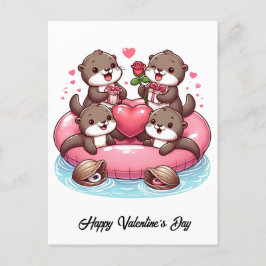 Schattige Otter familie Valentijn Briefkaart