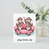 Schattige Otter familie Valentijn Briefkaart (Staand voorkant)