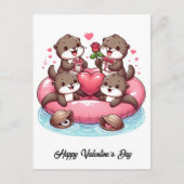 Schattige Otter familie Valentijn Briefkaart (Voorkant)