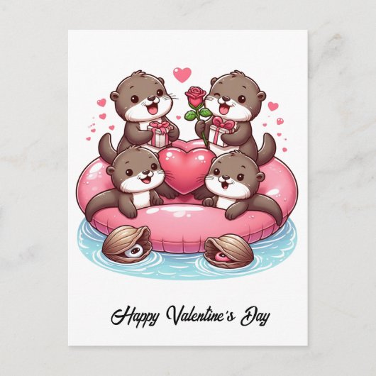 Schattige Otter familie Valentijn Briefkaart (Voorkant)