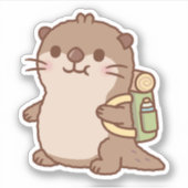 Schattige Otter Gaat Wandelen Sticker (Voorkant)