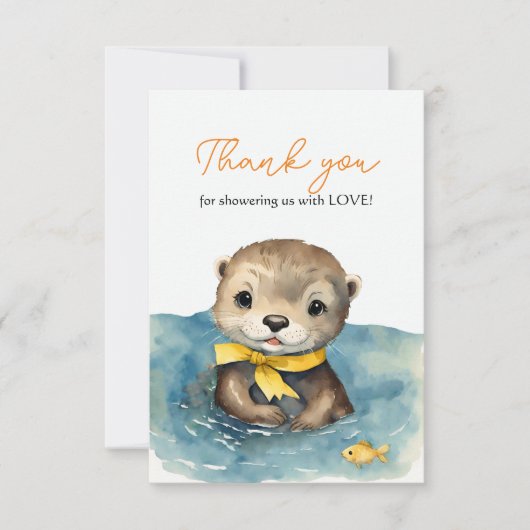 Schattige Otter Genderneutraal Baby shower Dank u Bedankkaart (Voorkant)