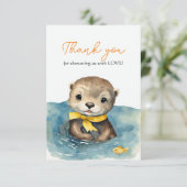 Schattige Otter Genderneutraal Baby shower Dank u Bedankkaart (Staand voorkant)