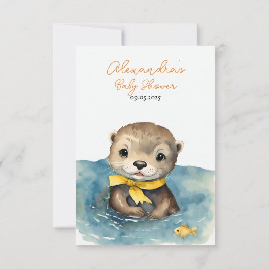 Schattige Otter Genderneutraal Baby shower Dank u Bedankkaart (Achterkant)