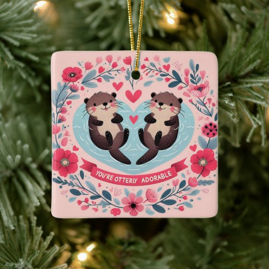 Schattige Otter grap Keramisch Ornament (Boom)