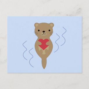 Schattige Otter Hugging a Heart Briefkaart