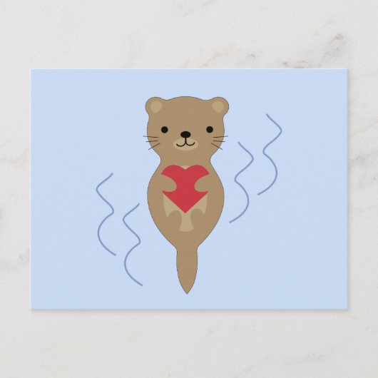 Schattige Otter Hugging a Heart Briefkaart (Voorkant)