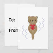 Schattige Otter Hugging a Heart Feestdagenkaart (Voorkant / Achterkant)